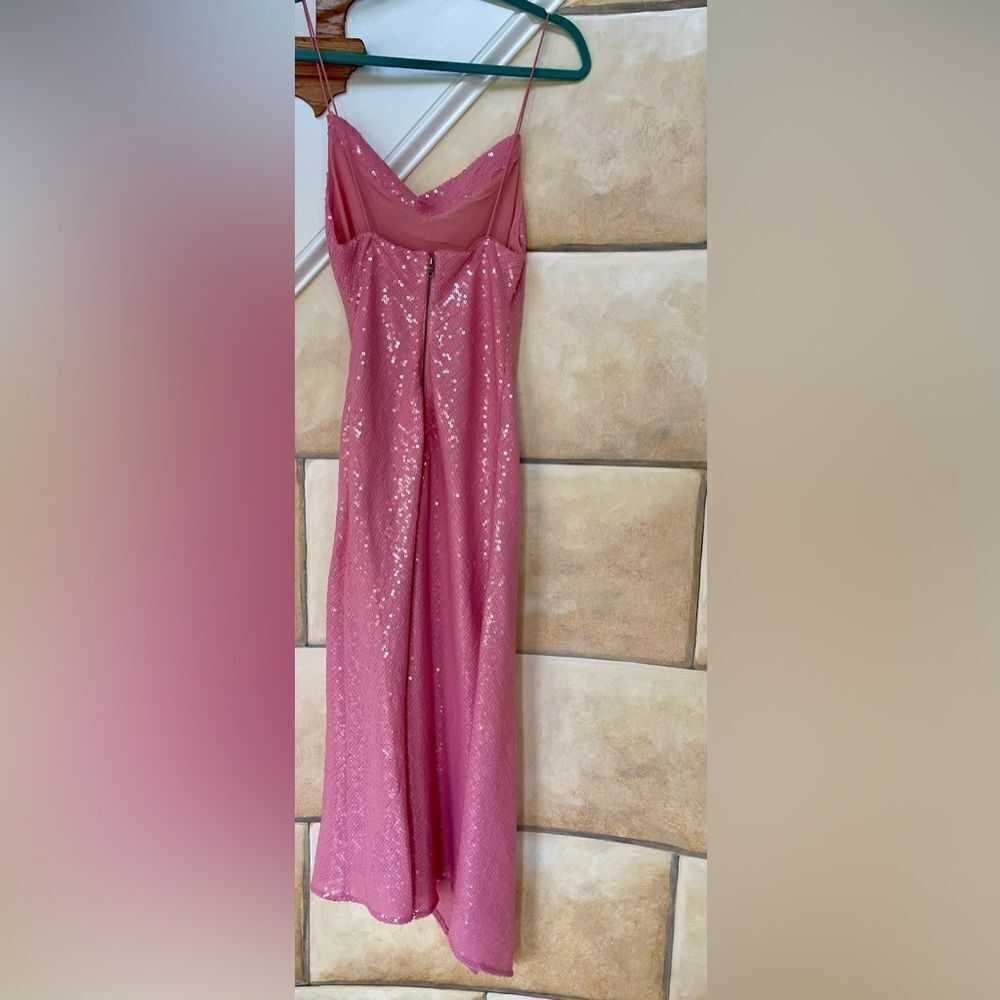 Pink Sequin Cowl Neck Dress - Picture 5 of 7
